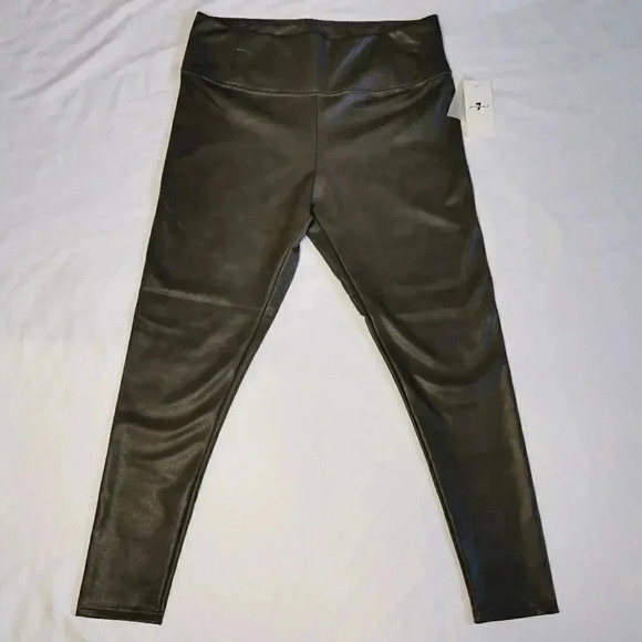 7 For All Mankind | 1XL Grey Faux Leather Leggings - Picture 3 of 12